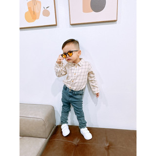 Áo sơ mi kẻ, sơ mi bò cho bé HM auth size 4m - 4y