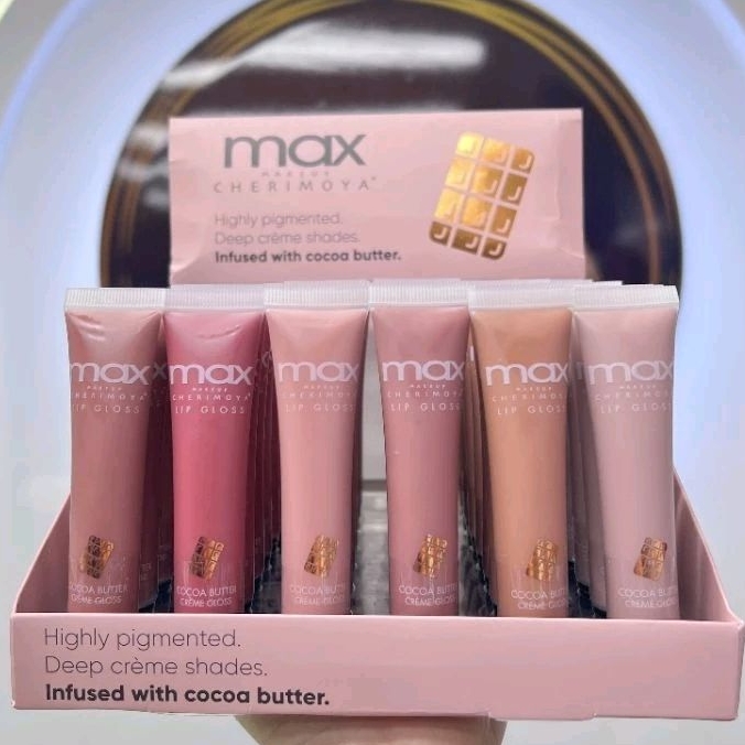 Son bóng dạng kem Max Cherimoya lip gloss infused with Cocoa Butter