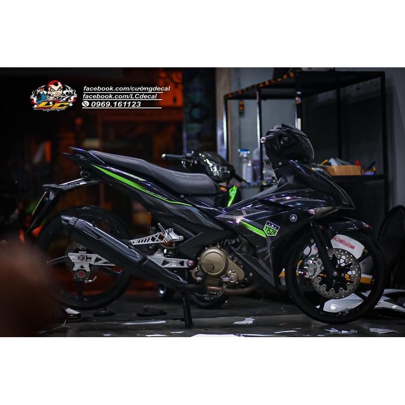 Dàn áo Exciter 150 đen bóng mẫu tem Y15zr xanh lá