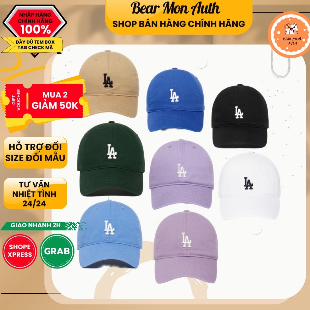 Mũ Lưỡi Trai MLB Rookie Unstructured Ball Cap LA Dodgers 3Acp7701N thêu chữ La xanh lá nâu xanh dươn