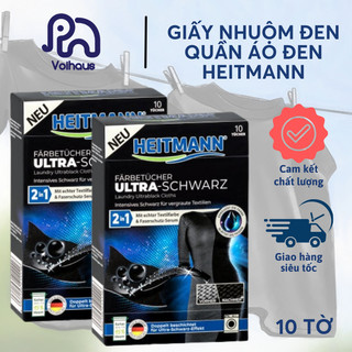  Giấy Giặt Nhuộm Đen Quần Áo Heitmann Hộp 10 Miếng Đức Giúp Giữ Màu Quần Áo Không Bị Phai Màu của Đức