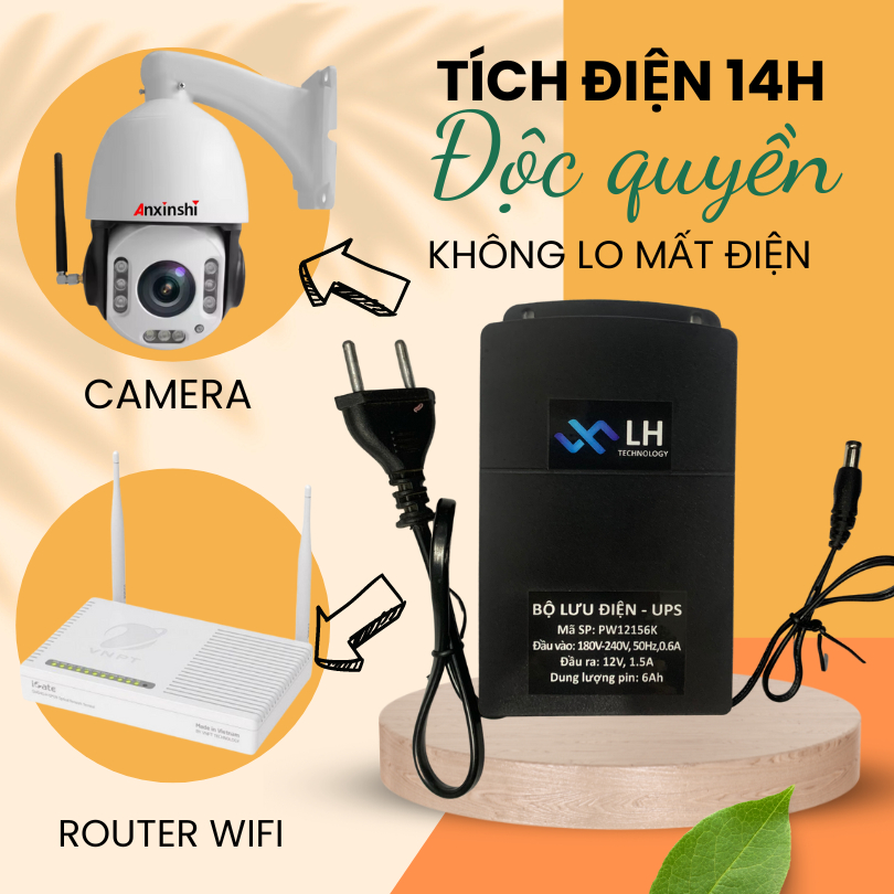 Bộ Lưu Trữ Điện 12V Tích Điện cho Camera, Router Wifi đến 14h