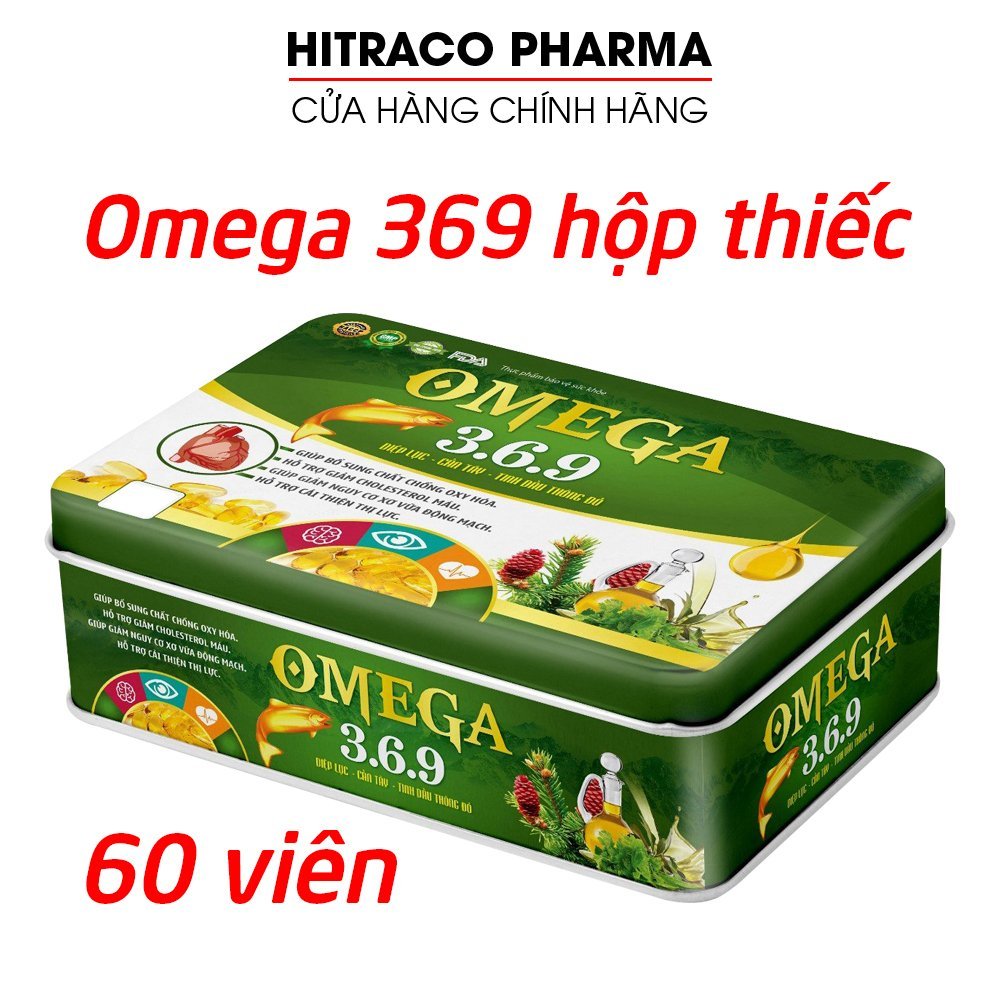 Omega 369 diệp lục cần tây (hộp thiếc) tinh dầu thông đỏ giúp tăng cường thị lực, giảm cholesterol trong máu - 60 viên