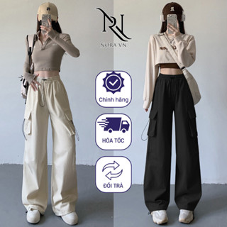  Quần kaki ống suông rộng ưng chun nữ Avocado 2 túi hộp phong cách trẻ trung năng động 