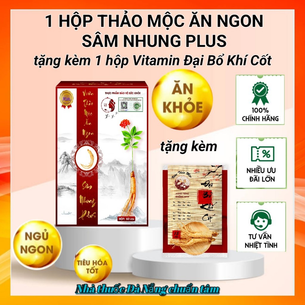 [CHÍNH HÃNG 100% ] TĂNG CÂN SÂM NHUNG PLUS  dùng 1 tháng 60 viên