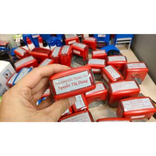 Con dấu tên kèm chức danh, làm con dấu theo yêu cầu 2 dòng chữ kích thước 14x38mm t214