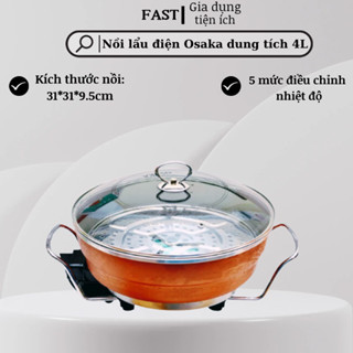 Nồi Lẩu Điện Osaka Đa Năng Chất Liệu Tráng Men Tăng Độ Chống Dính,Nồi Lẩu Đa Năng Cho 3-7 Người Ăn