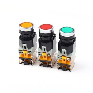 Nút nhấn có đèn phi 22 xanh đỏ vàng , nút nhấn nhả nút nhấn tự giữ la38-11d