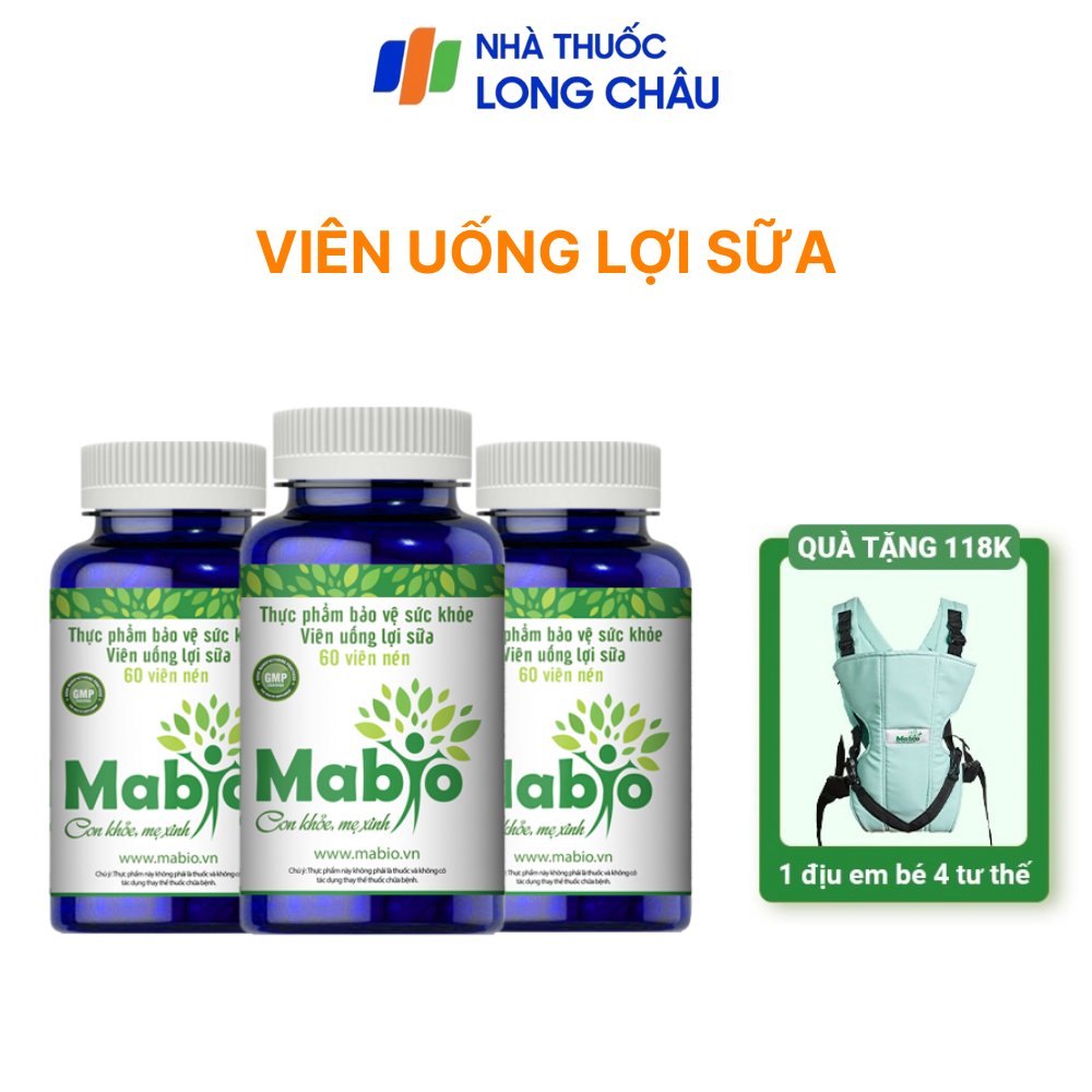 Mabio Lợi Sữa Dành Cho Các Mẹ Sau Sinh Bị Mất Sữa Ít Sữa Tắc Tuyến Sữa - Combo 3 Tặng 1 Địu Em Bé