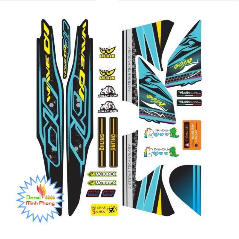 Tem  wave 100-50cc tem 3 lớp chống xước ,màu bền,bóng đẹp