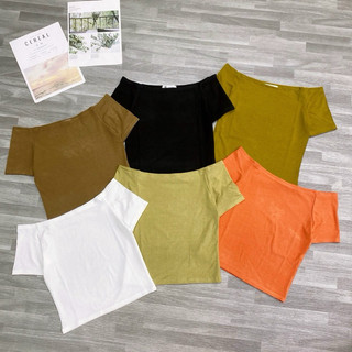 Áo thun bẹt vai tay ngắn