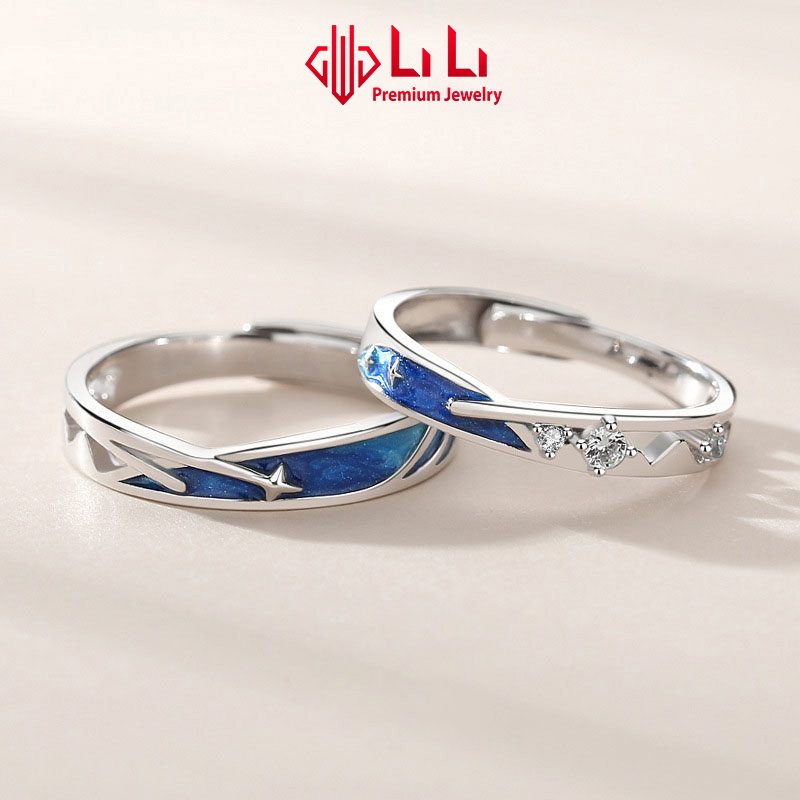 Nhẫn bạc cặp đôi LiLi S925 đính đá CZ cao cấp mưa sao băng tình yêu Makenzie LILI_683215