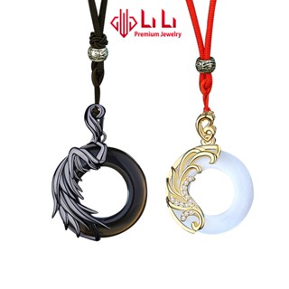  Dây chuyền bạc cặp đôi LiLi S925 đính đá Opal Obsidian cao cấp thiên thần ác quỷ LILI_979263 