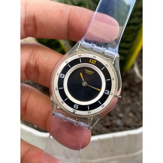 Đồng hồ nữ S.watch siêu mỏng mặt đen Thuỵ Sĩ chạy pin hàng Si