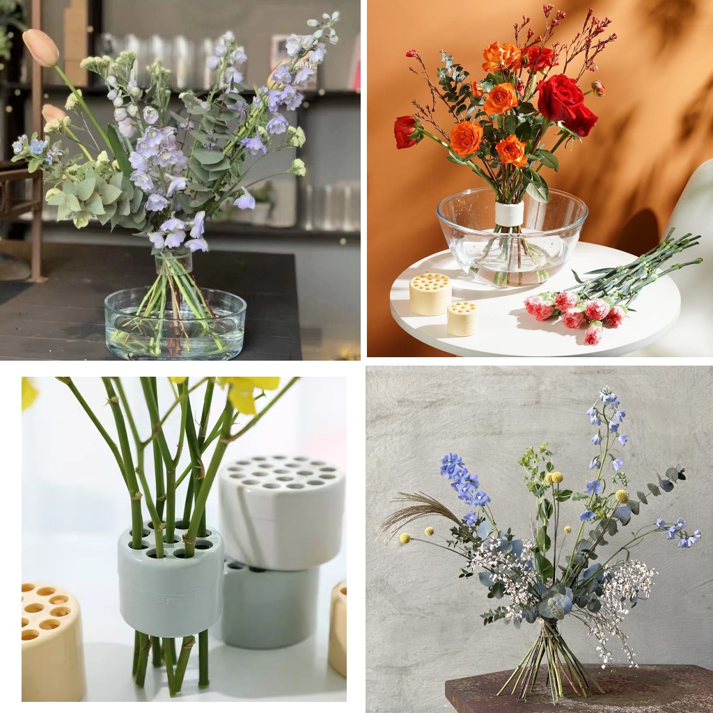 A95# Đế cắm giữ cành hoa Spiral Ikebana, giúp cành hoa không bị nghiêng đổ khi cắm vào bình