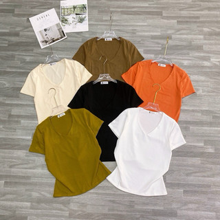 Áo thun cổ tim phom ôm