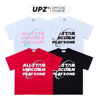 UPZ Áo Thun Cotton Unisex Form Boxy Tay Ngắn In Chữ ALL STAR UNICORN PLAY ZONE (4 Màu)