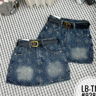 Chân váy jeans LV kèm đai hàng QCL1