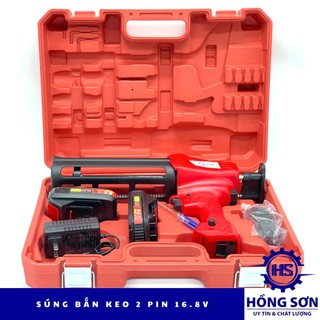 Súng bơm keo chít mạch 2 thành phần PIN, Dụng cụ bắn keo chà ron trợ lực đôi thế hệ mới, bơm keo nhẹ hơn
