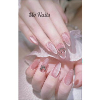   Tặng hộp,keo MxBon  Nail Box thiết kế tiểu thư mắt mèo hồng thạch nhẹ nhàng xinh xắn M31 Mơ Nails 