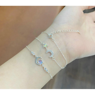 Lắc tay bạc mix đá moonstone s925 The Mind