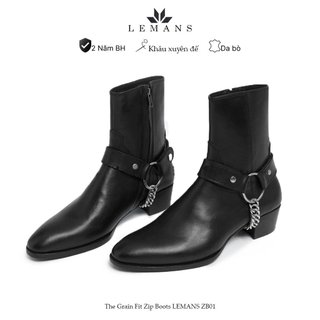 [TẶNG ĐAI - ZIP] Zip Boots LEMANS, TẶNG đai xích da rời phối Harness Boots, da bò nhập khẩu