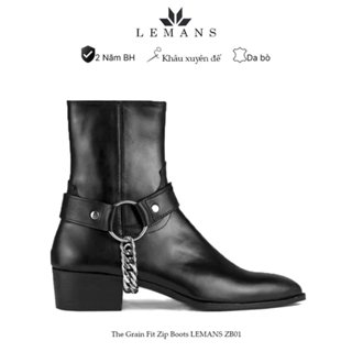[01 ZIP + 03 HARNESS TRONG SP NÀY] Giày da bò Zip (Harness) Boots LEMANS, TẶNG đai dai xích phối thành 3 đôi Harness