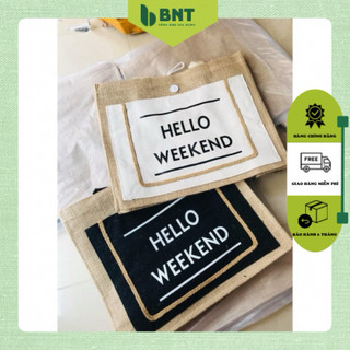 Túi cói hello weekend✅freeship✅túi cói đi biển đi du lịch cao cấp mẫu mới siêu hot