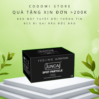 Bao cao su Gai Siêu mỏng Juncai 001, nhiều gel, kéo dài thời gian, Hộp 10, 52mm  Codomy