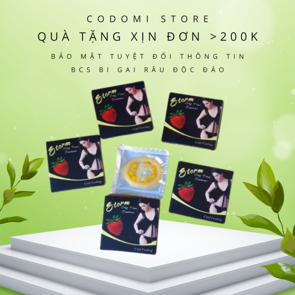 Combo 10 hộp Bao cao su bi STORM Bcs 7 bi lớn có gai toàn thân Tăng khoái cảm  Codomi