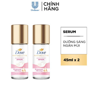 Combo lăn khử mùi Dove serum 45ml dạng lăn 3% Niacinamide + 10X Collagen dưỡng sáng mờ thâm vùng da dưới cánh tay
