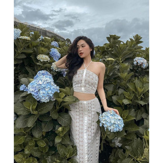 Set áo yếm ren + chân váy dài t.r.â.n a.l.i - kèm ảnh thật cận chất