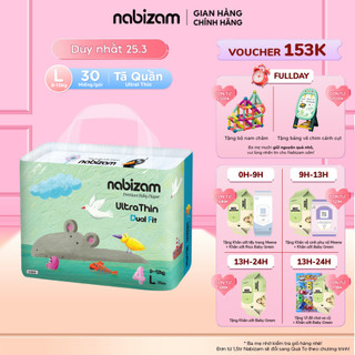Tã/Bỉm Quần Nabizam Ultra Thin Nội Địa Hàn Cao Cấp Size L Cho Bé Từ 8-13kg, 30 miếng
