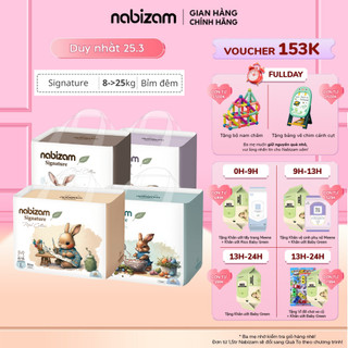 Combo 4 Tã/Bỉm Đêm NABIZAM Signature Nội Địa Hàn, Mềm Mại, Siêu Thấm Hút Size L30/XL26/2XL22/3XL20 Cho Bé 8-22kg
