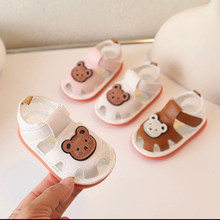 Giày tập đi đế mềm hình gấu có kèn cho bé gái, bé trai