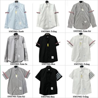 Áo sơ mi Thom Browne nam nữ dài tay kẻ sọc dài ngắn phối viền vải thô cao cấp Oxford full tag Aosy
