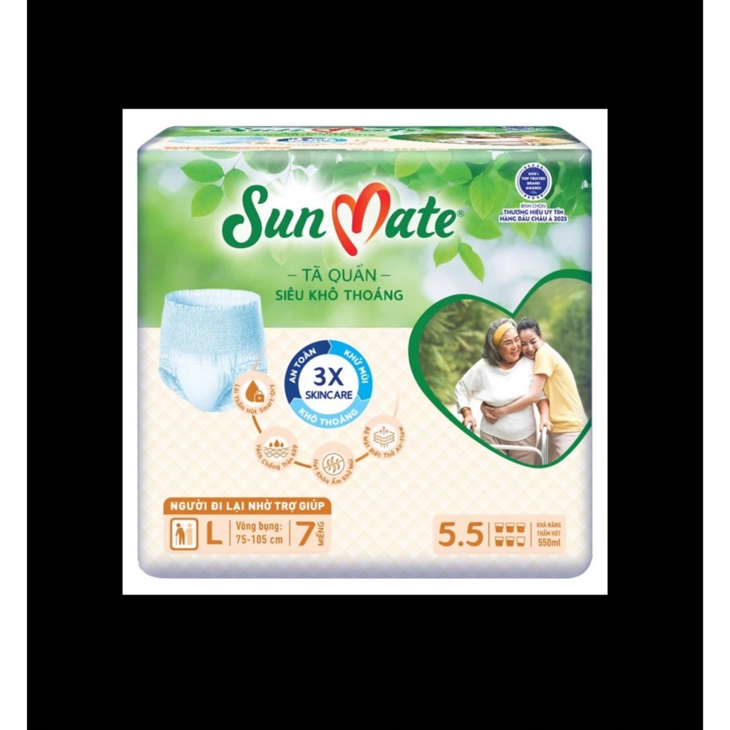 Sỉ 1 Cây/Thùng 6 Gói Tã quần Sunmate L7 Miếng - Bỉm quần người cao tuổi Size L7 Sunmate