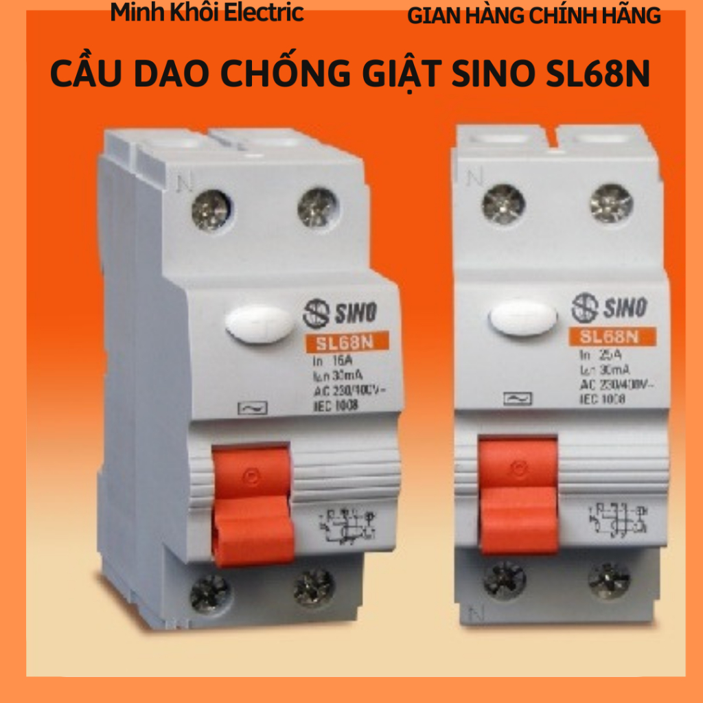 Aptomat chống giật Sino SL68N RCCB,át chống giật Sino,cầu dao chống giật,CB chống giật,cầu dao RCBO,aptomat tự động