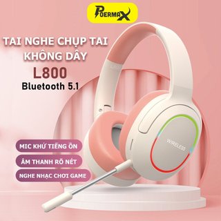 Tai nghe chụp tai bluetooth không dây có míc Poermax L800 vòm tai rộng âm thanh siêu trầm