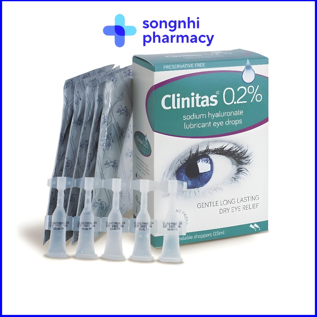 Nước Mắt Nhân Tạo Clinitas 0.2% Hộp 30 Tép [Nhập Khẩu Chính Hãng Ý], Nước Mắt Nhân Tạo Dạng Tép