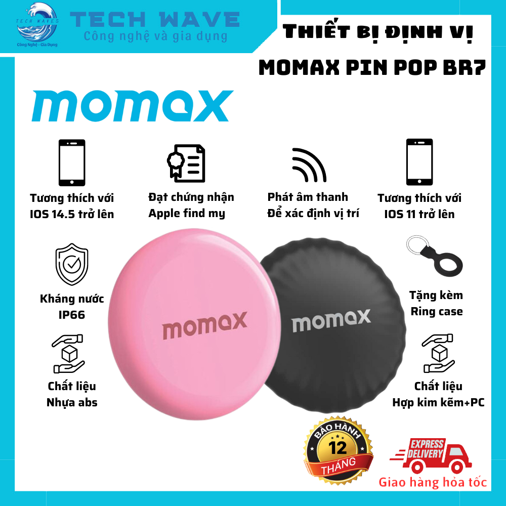 Thiết bị định vị Momax PINTAG BR5 , PINPOP BR7 - Tương thích với các thiết bị Ios - Định vị toàn cầu
