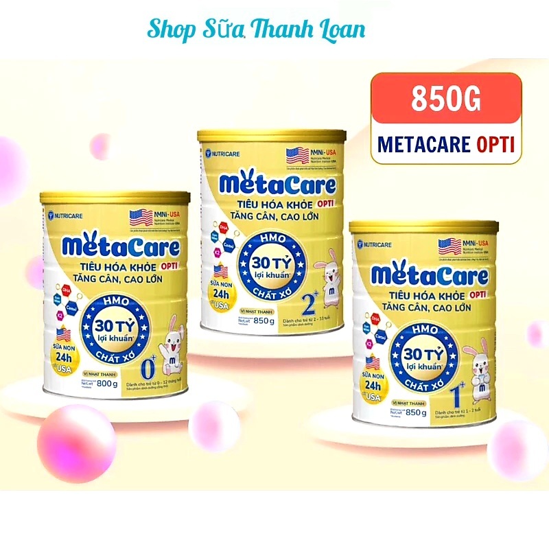 [HSD T1-2026] Sữa Bột Nutricare Metacare OPTI ĐỦ SỐ 0+,1+,2+ 850g - Tiêu Hoá Khoẻ, Tăng Cân Cao Lớn.