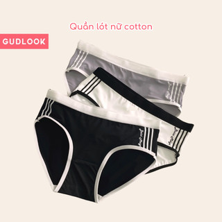 Quần Lót Nữ Cotton Kháng Khuẩn GUDLOOK Thể Thao Màu Đen Trắng Ghi
