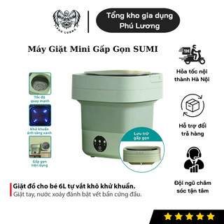 Máy Giặt Mini Gấp Gọn SUMI - Máy Giặt Tất, Đồ Lót, Đồ Cho Bé Khử Khuẩn Bằng Ánh Sáng Xanh Công Suất 36W, Dung Tích 2.8L