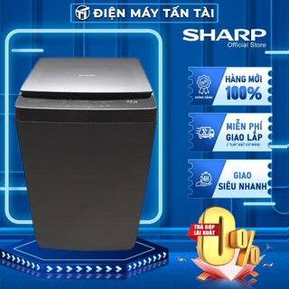Es-y90hv-s - máy giặt sharp 9kg es-y90hv-s - nắp kính cường lực, hệ thống thác nước thông minh 3 chiều