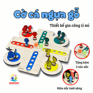 Bộ Cờ Tứ Mã Cờ Cá Ngựa Gỗ  Board Game  Vui Nhộn Cho Gia Đình Và Bạn Bè- Đồ Chơi Tư Duy Chiến Thuật