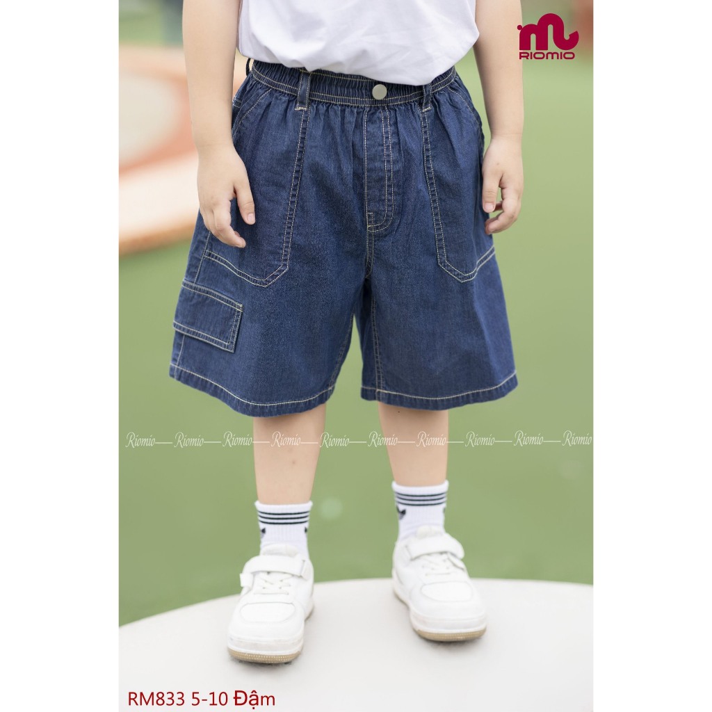 Quần short jean bé trai RIOMIO size 20-42kg, túi ốp style Hàn Quốc, chất jean USA mềm không phai màu RM833