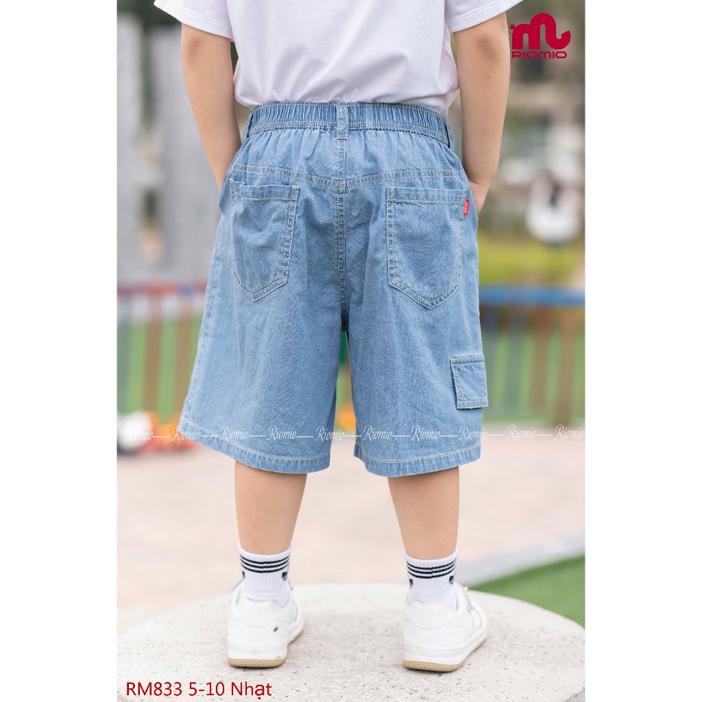 Quần short jean bé trai RIOMIO size 20-42kg, túi ốp style Hàn Quốc, chất jean USA mềm không phai màu RM833