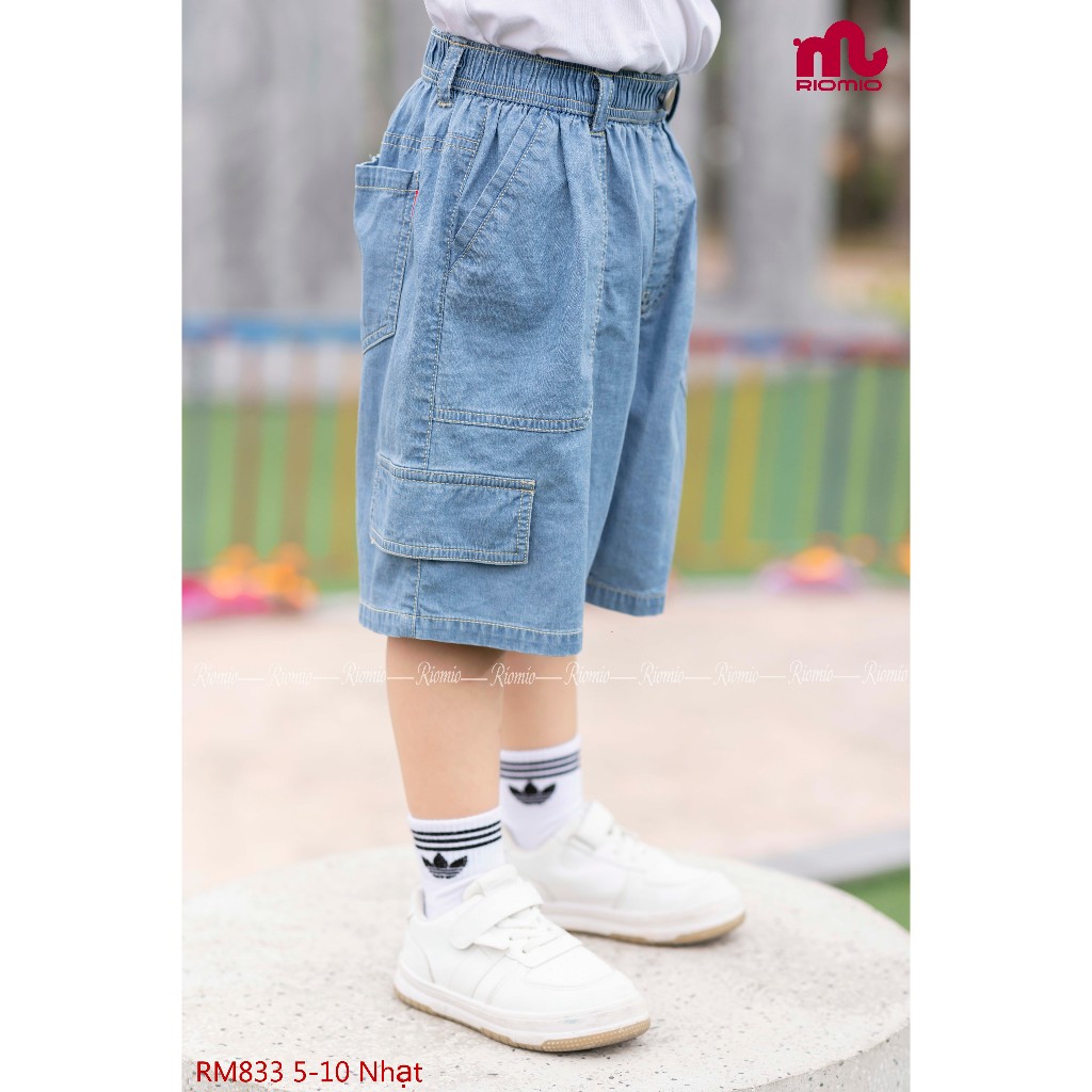 Quần short jean bé trai RIOMIO size 20-42kg, túi ốp style Hàn Quốc, chất jean USA mềm không phai màu RM833