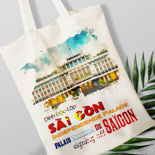 Túi canvas, túi vải bố in hình Dinh Độc Lập, Sài Gòn, Independence Palace